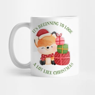 Cute Fox Wearing Santa Hat and Christmas Gifts Mug